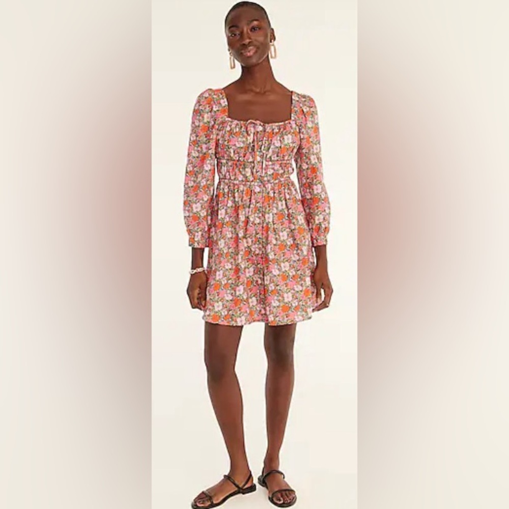 J. Crew Cinched-Waist Organic Cotton Dress Floral Liberty Meadow Song 12 NWOT - Picture 4 of 13